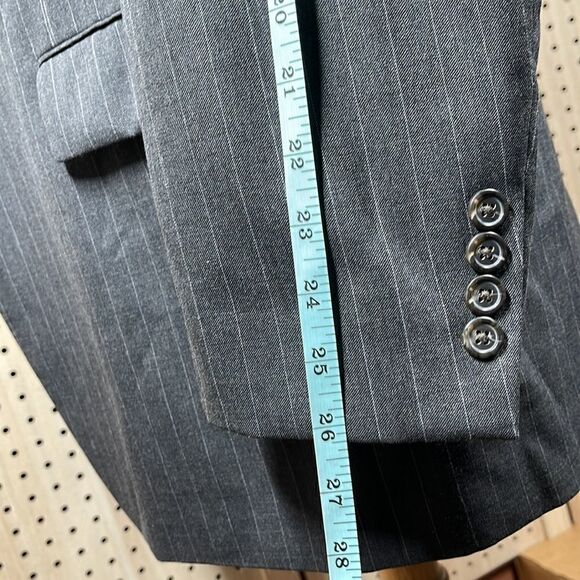 CHAPS Suit Jacket Mens 44L Gray Pinstripe Wool Two Button Sport Coat - Picture 14 of 14
